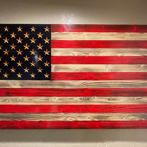 Rustic Solid Wood American Flag FREE SHIPPING