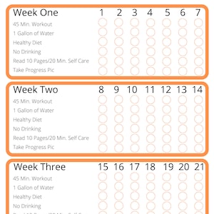 75 Medium Challenge/ Fitness Challenge/ Printable/ Instant Download/ Orange Option 3