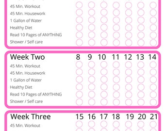 75 Mom Challenge/ Fitness Challenge/ Printable/ Instant Download/ Pink Option 1