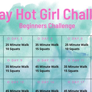 Hot Girl Walk Challenge/Principianti/Intermedio/Avanzato/Sfida di camminata/Sfida di squat/Esercizio/Fitness