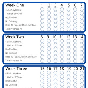 75 Medium Challenge/ Fitness Challenge/ Printable/ Instant Download/ Blue Option 2