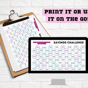 Savings Challenge/ Save 5300 Dollars/ Save More/ Fun with Savings/Pink Savings Challenge