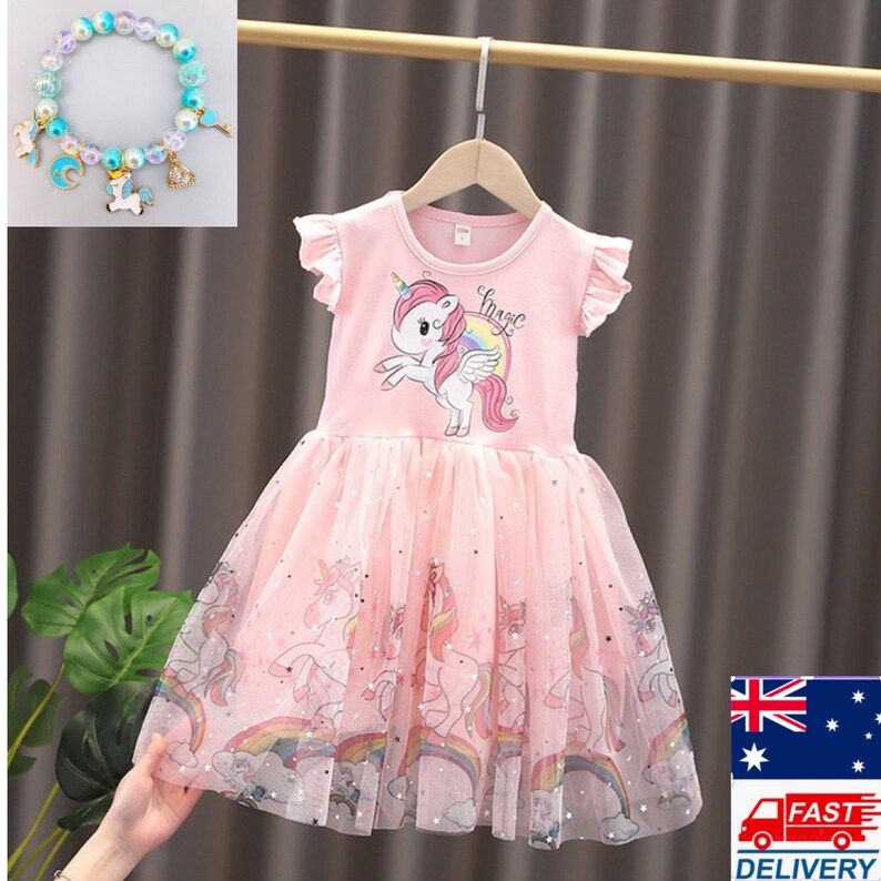 Girls Kids Unicorn Dress Costume Fancy Party Dress Summer Etsy
