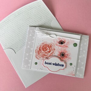 Mit den besten Wünschen-rosa Blumen, für Geburtstag/Glückwünsche/jede Leistung, Verzierungen, passender Umschlag kleine Karte für Geschenke verwenden
