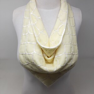 Magnetic Scarf , Cream Georgette Wave Sequined Scarf, Handmade Scarf