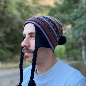 Baby Alpaca Peruvian chullo, Real Ear Flap Hat Chullo Alpaca Hat Authentic Alpaca Wool Peruvian Products Knit Handmade Hat- Fleece Lining.