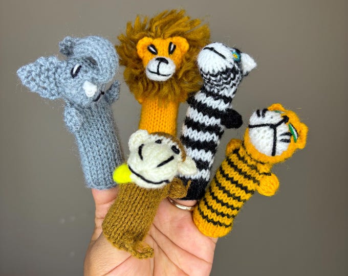 Handmade Wool Knit Finger Puppets: Educational Storytelling Toys (Lot of 100)
