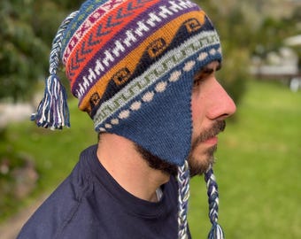 Unisex Peruvian Alpaca Hat - Chullo with Earflaps | 100% Alpaca Wool