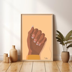 Empowering Black Woman Art Print for Modern Home Decor Black Woman Hand Illustration African Woman Hands Printable Modern Home Decor