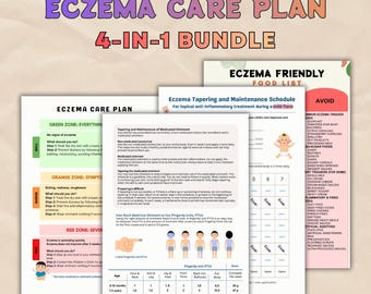 Eczema Care Plan Bundle for Kids Printable – Flare Management, Tapering Schedule & Fingertip Units (FTU) Guide (Digital Download)
