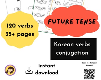 Future tense | Korean verb conjugation | worksheet | 한글 | 동사 | Master Korean | Learn Korean