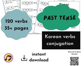 Past tense | Korean verb conjugation | worksheet | 한글 | 동사 | Master Korean | Learn Korean