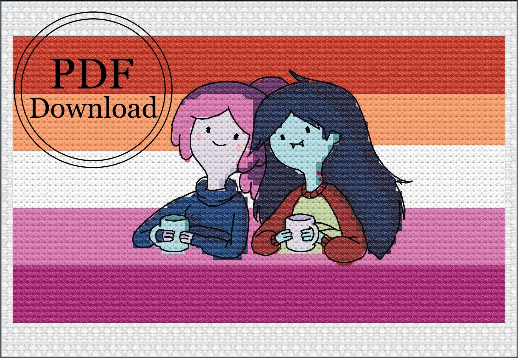 Marceline X Princess Bubblegum - PRIDE - Cross Stitch Pattern