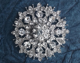 52mm Magnetic Brooch, exquisite silver rhinestone.  Magnetic accessory, magnetic scarf pin, wedding brooch, Holiday brooch.