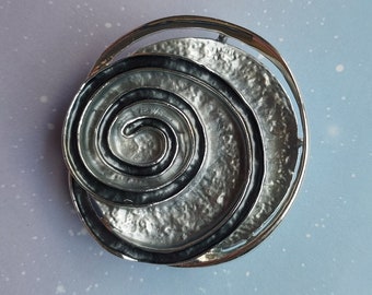 Modern Silver Swirl MAGNETIC brooch. Magnetic scarf pin. 2-tone silver brooch, magnetic clasp pin.