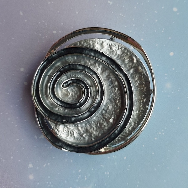 Modern Silver Swirl MAGNETIC brooch. Magnetic scarf pin. 2-tone silver brooch, magnetic clasp pin.