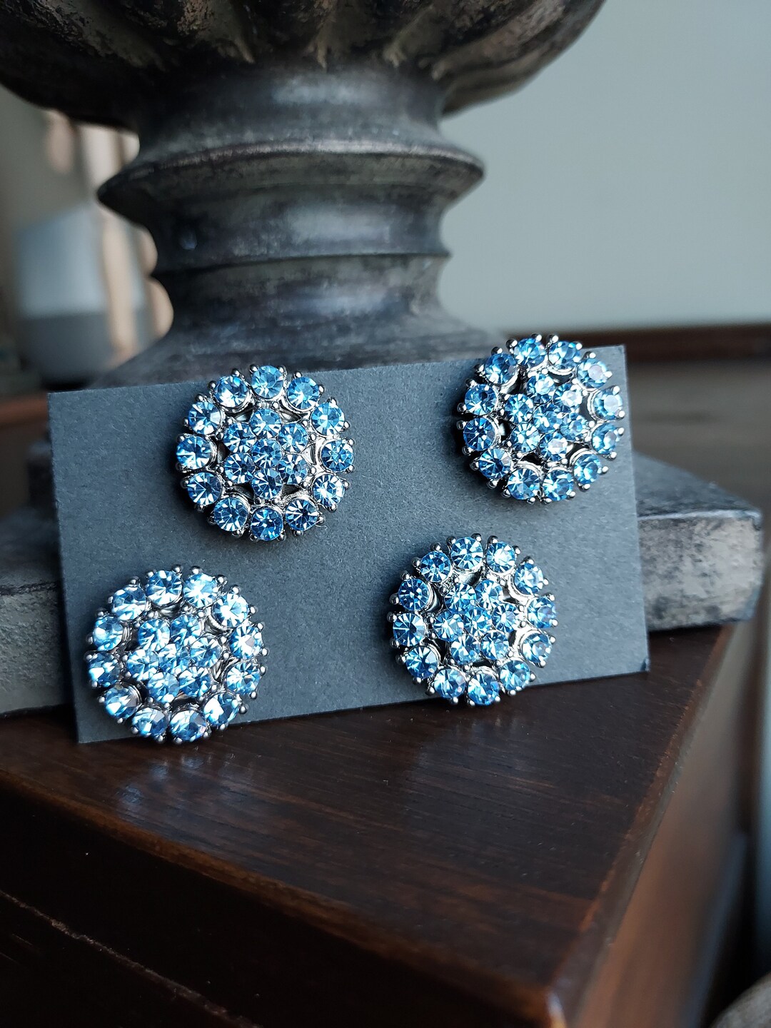 Light Blue Number Pins Set in Silvertone 4 Piece. Horse Show