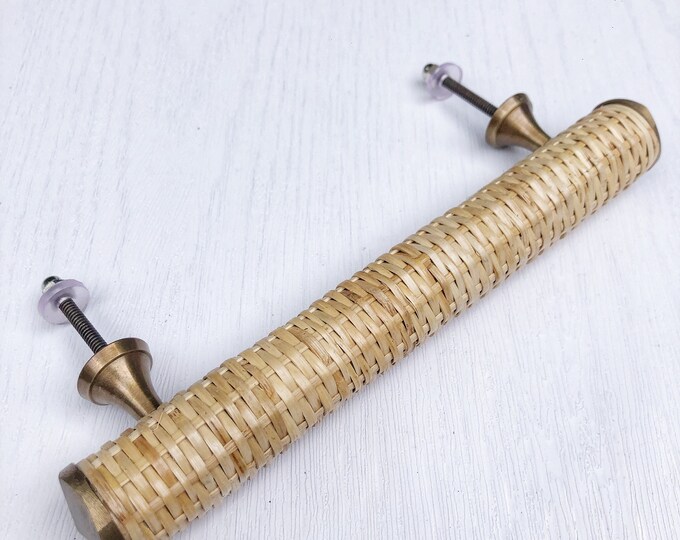 Medium Rattan Handle Rattan Handles Boho Handle Natural Handles and