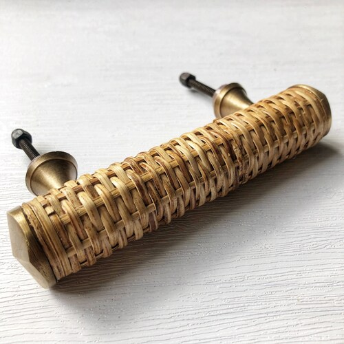 Round Rattan Handle Natural Rattan Boho Handles Etsy