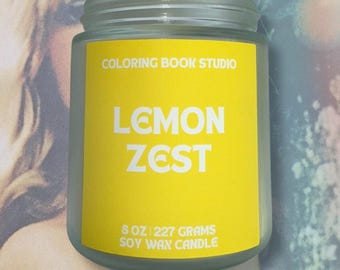 Vela de cera de soja con sabor a cáscara de limón, 8 oz