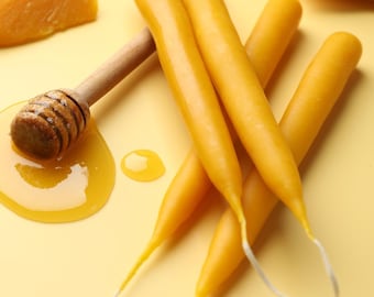 Velas cónicas de cera de abejas vertidas a mano, juego de 2