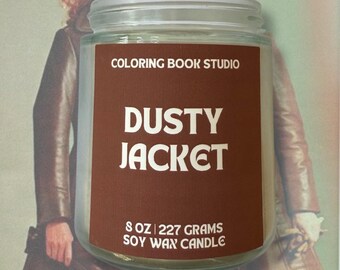 Vela de cera de soja Dusty Jacket, aroma a cuero, 8 oz