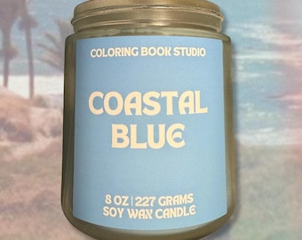 Vela de cera de soja Coastal Blue, aroma a brisa marina, 8 oz