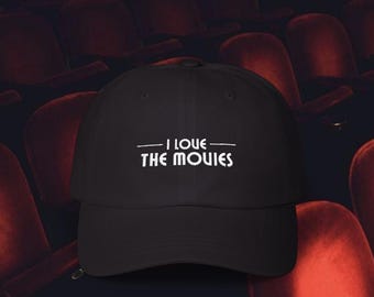 Gorra de algodón/gorra de béisbol bordada con la frase "Me encantan las películas"