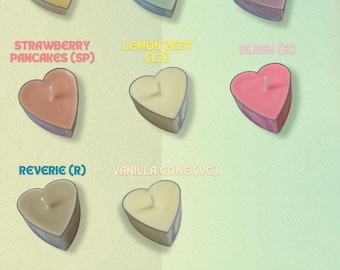 Velas de té de cera de soja en forma de corazón, perfumadas, paquete de 6