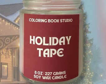 Vela de cera de soja Holiday Tape, aroma a canela y arándano, 8 oz