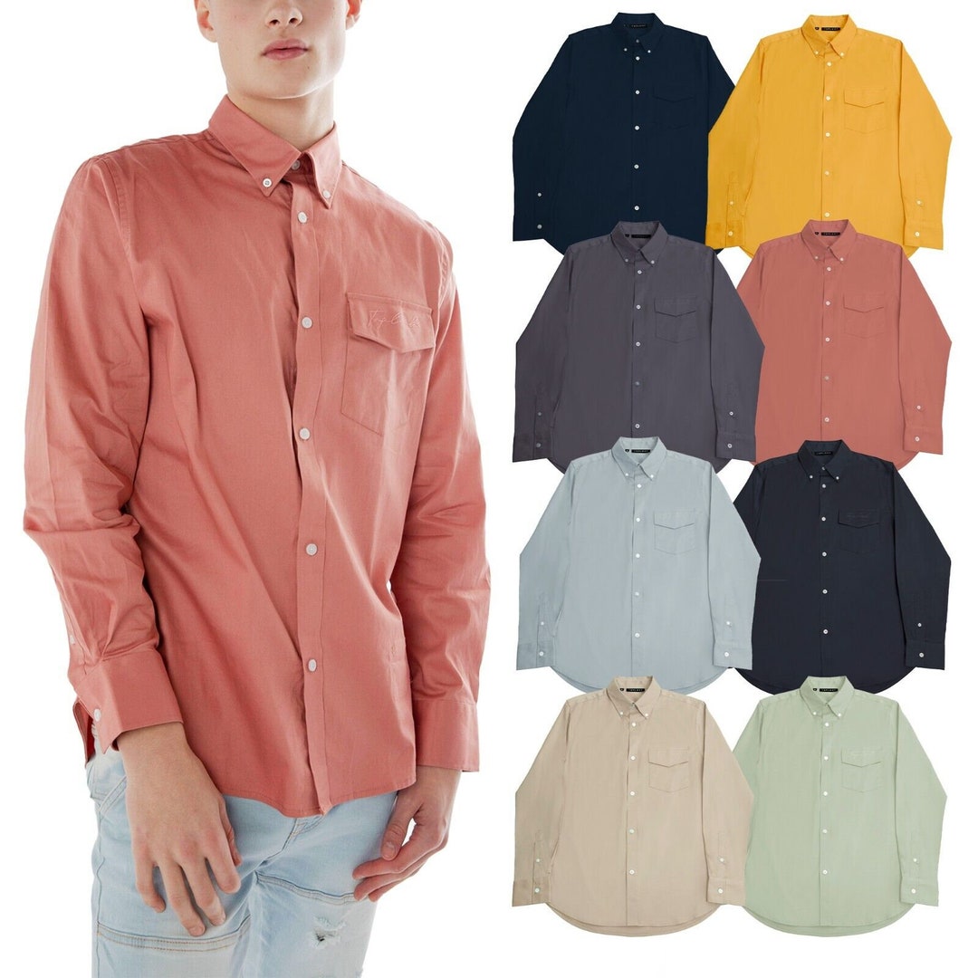 Men's Regular Fit Casual Button Down Cotton Long Sleeve Formal Business