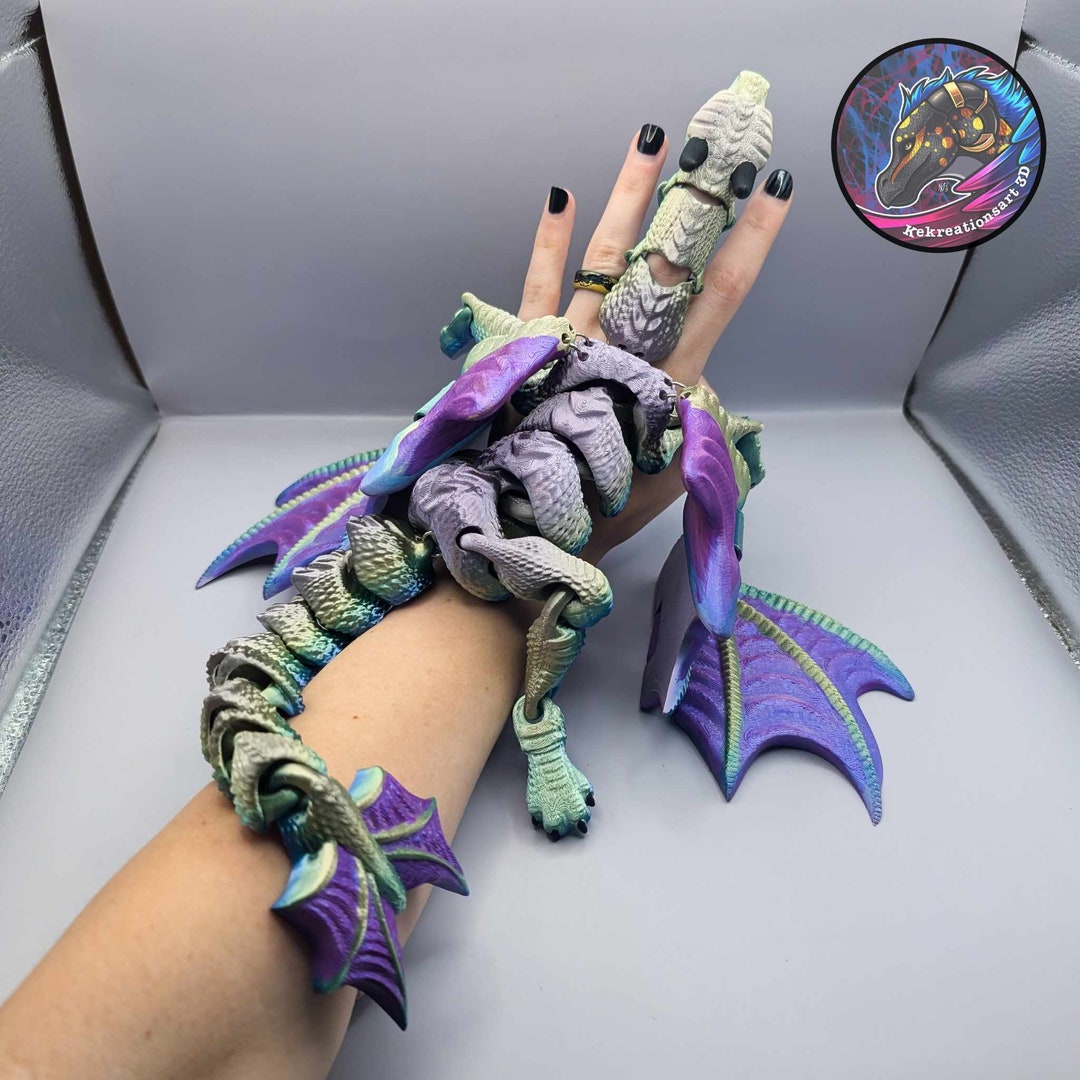 3D Printed Dragon Finger Puppet: Custom Colors, Posable Fantasy Toy ...