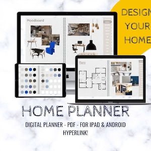 Home planner digital, android, ios goodnotes, hyperlink, Interior Design,  Architect Client,  Moodboard, Shopping list, div