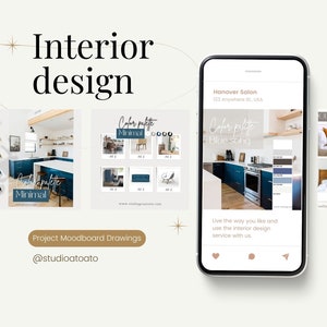 Interior Design Moodboard Creation Kit, Architect, Canva Template, Instagram Post Templates,  Customizable Canva, Aesthetic Designs,