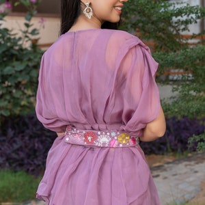 Mauve kaftan co-ord set , party wear, gift to her , wedding wear,coordinated set,women wear, girls wear, kaftan ,ready to wear ,mauve color image 3