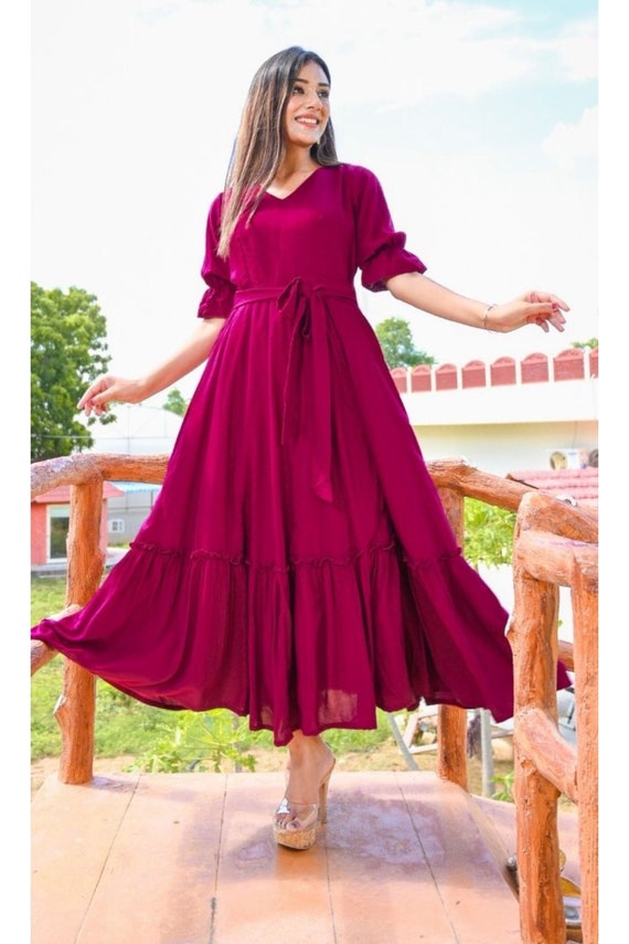 Blue Rayon Gown – Party wear Buy Rayon Gown Online Best Prices Dress. | A  line kurta, Gown party wear, Cotton gowns