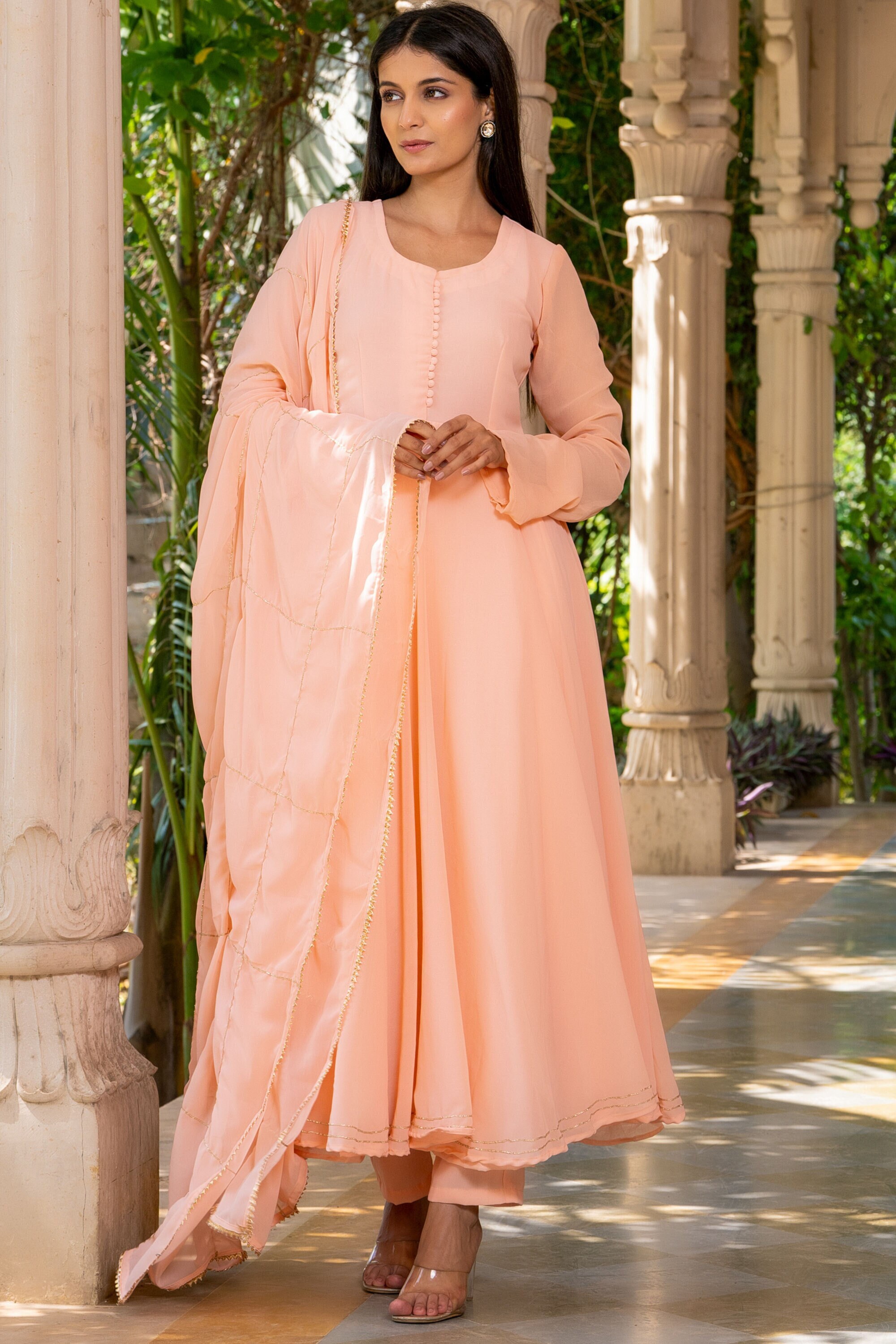 Peach Anarkali Set women Clothing anarkali Set indian Wear peach