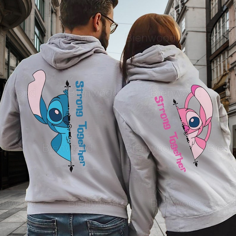 Christmas Gifts Stitch and Angel Couple Hoodies Stitch and Etsy
