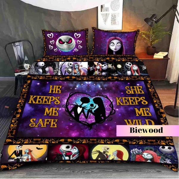 Jack and Sally His and Bedding Etsy