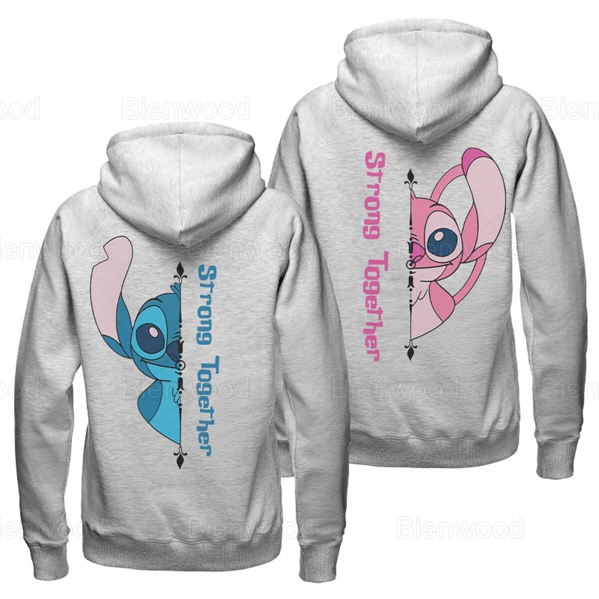 Couple Stitch And Angel Embroidery Sweatshirt - TerraBell Designs
