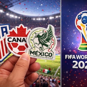 World Cup 2026 Patches Set – USA, Canada, Mexico Embroidered Iron On Patches – Soccer Fan Gear – FIFA 2026 Inspired Badge
