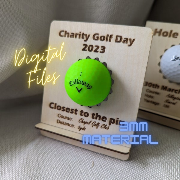Laser Cutting Digital Design Lightburn Files Golf Ball Display Golf Awards Hole In One SVG DXF 3mm Material