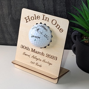 Custom Golf Ball Display Stand | Hole in One, Competition, or Retirement Gift | Personalized Tabletop Display