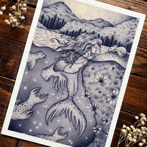 Selkie - Art Print - Scottish Folklore Wall Art Seal Woman