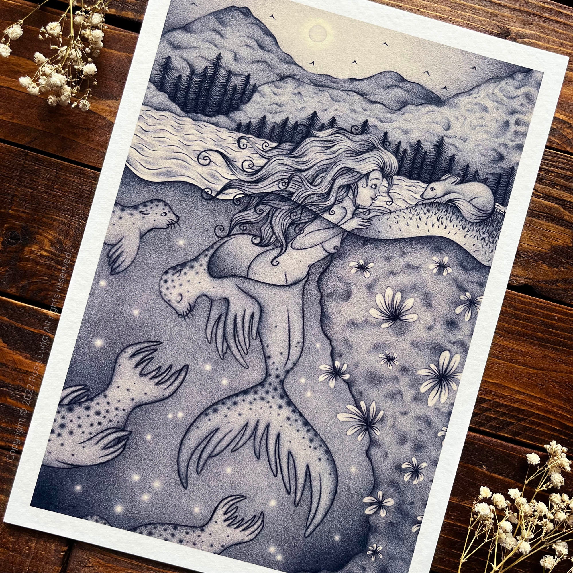 Selkie Art Print Scottish Folklore Wall Art Seal Woman Etsy