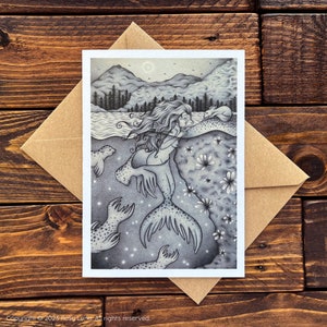 Selkie - Wenskaart - Schotse Keltische Mythologie Zegel Vrouw