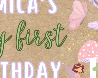 Fairy Birthday Banner HAND PAINTED