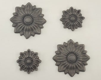Decorative Iron Rosette, Cast Steel Rosette Ornament, Metal Flower, Iron Flower Rosette, Medallion, Hardware for Gates and Railings, Decor