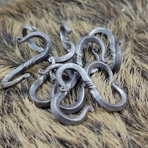 Ganchos en forma de S doblados a 90 grados, ganchos en forma de S forjados a mano, ganchos en forma de S de hierro forjado, ganchos decorativos de metal en forma de S para colgar, ganchos rústicos, estilo granja
