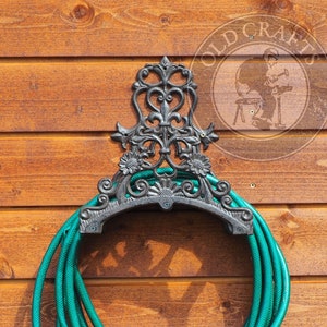 Rustic Brown Iron Hose Holder, Retro Garden Hose Holder, Vintage Hose Holder, Cast Iron Hose Holder, Garden Decor, Wall Mounted Hose Holder